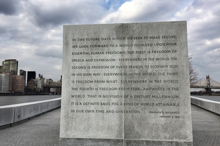 Four Freedoms Park New York Roosevelt Zitat